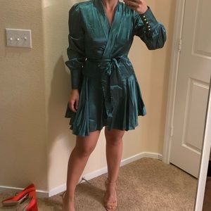 Green dress satin